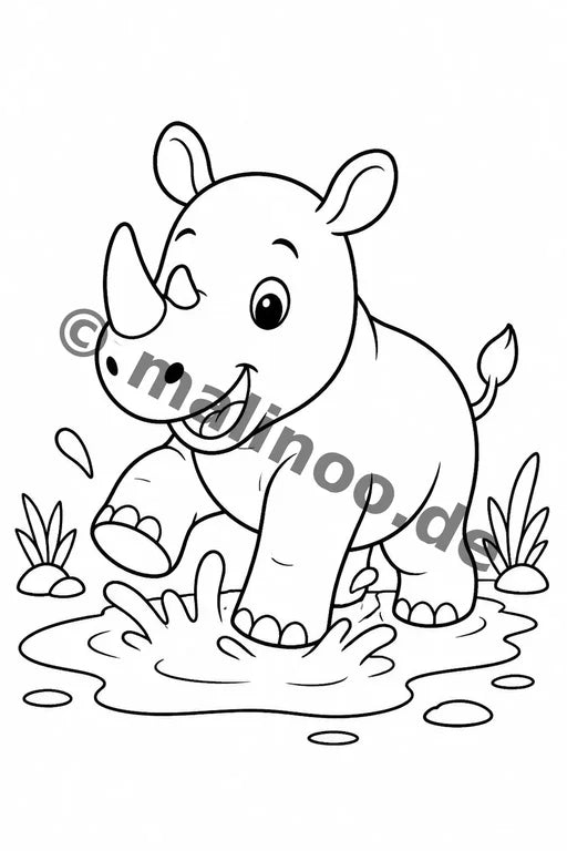 Nashörner Malbuch 20 Ausmalbilder PDF Download – Vorschaubild 2