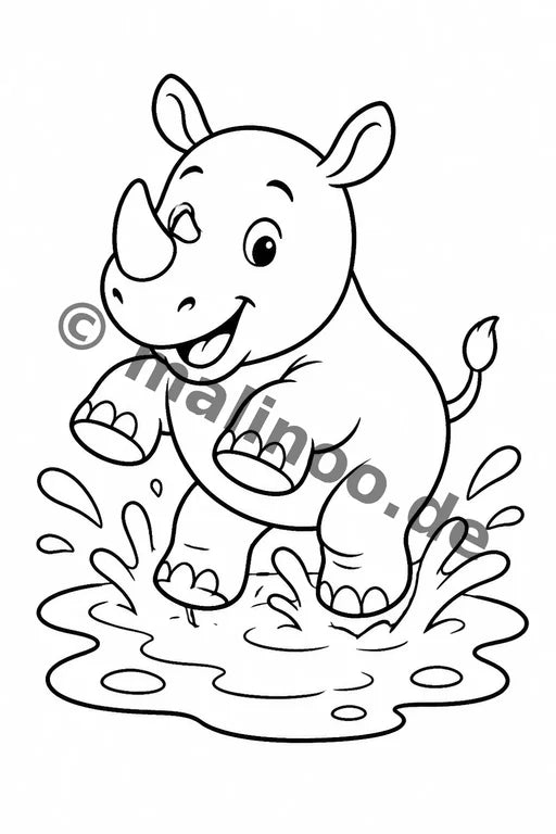 Nashörner Malbuch 20 Ausmalbilder PDF Download – Vorschaubild 2