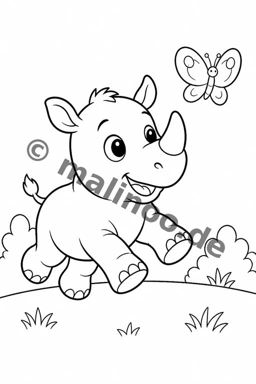 Nashörner Malbuch 20 Ausmalbilder PDF Download – Vorschaubild 3