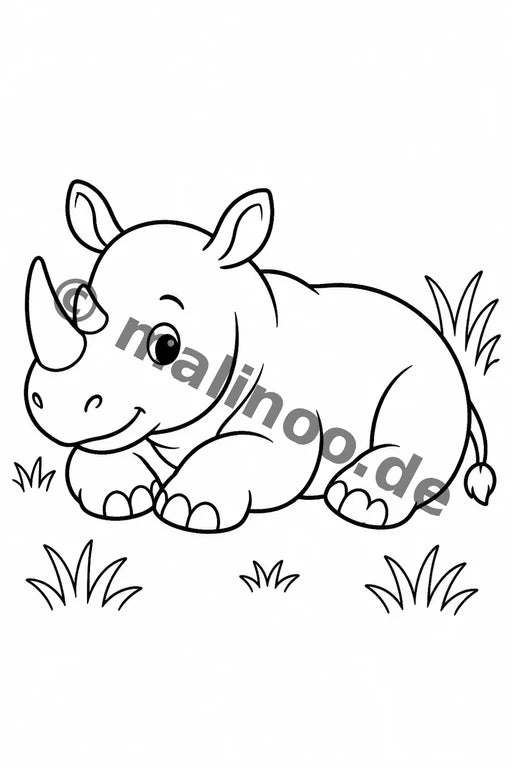 Nashörner Malbuch 20 Ausmalbilder PDF Download – Vorschaubild 4