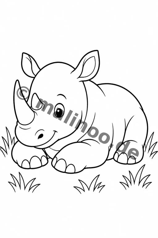 Nashörner Malbuch 20 Ausmalbilder PDF Download – Vorschaubild 4