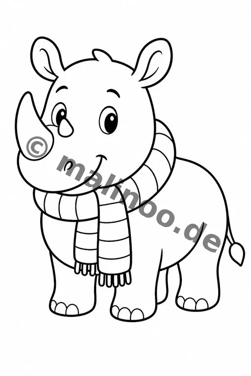 Nashörner Malbuch 20 Ausmalbilder PDF Download – Vorschaubild 5