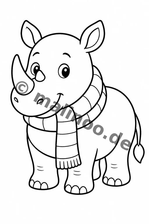 Nashörner Malbuch 20 Ausmalbilder PDF Download – Vorschaubild 5