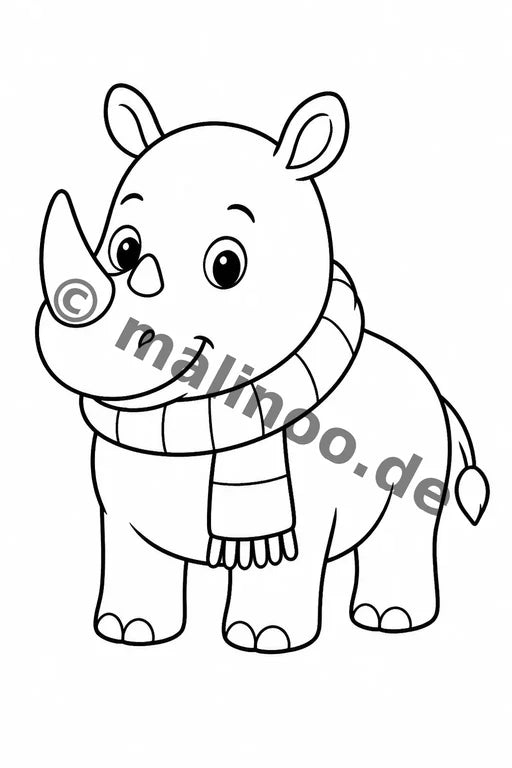Nashörner Malbuch 20 Ausmalbilder PDF Download – Vorschaubild 5