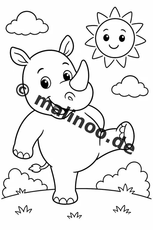 Nashörner Malbuch 20 Ausmalbilder gedruckt und gebunden – Vorschaubild 10