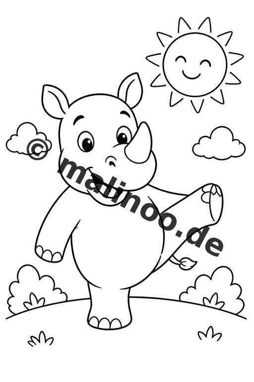Nashörner Malbuch 20 Ausmalbilder gedruckt und gebunden – Vorschaubild 10