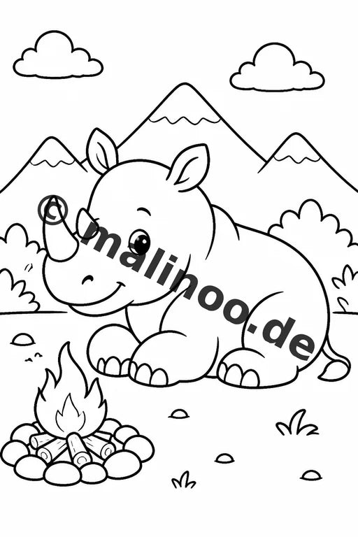 Nashörner Malbuch 20 Ausmalbilder gedruckt und gebunden – Vorschaubild 6