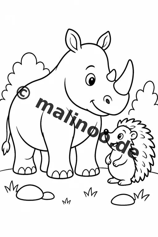 Nashörner Malbuch 20 Ausmalbilder gedruckt und gebunden – Vorschaubild 7