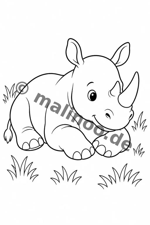 Nashörner Malbuch 20 Ausmalbilder gedruckt+lose – Vorschaubild 4