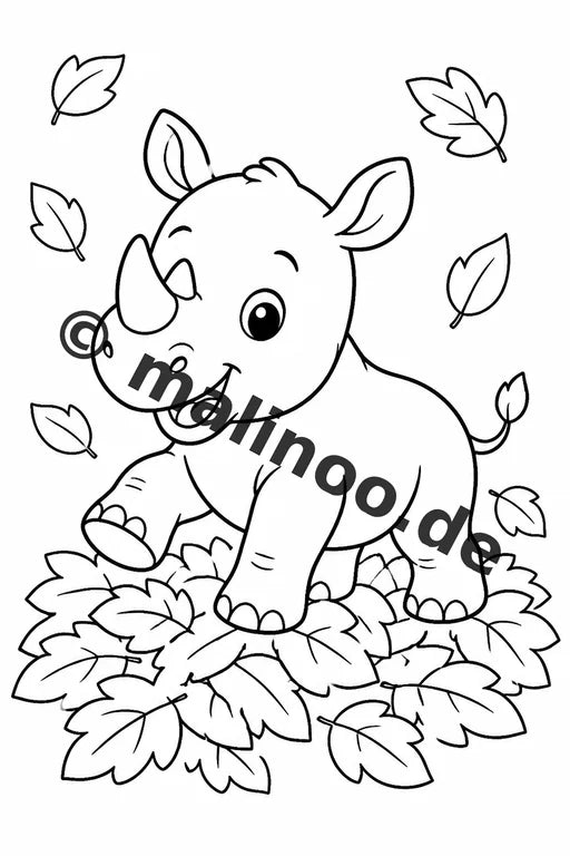 Nashörner Malbuch 20 Ausmalbilder gedruckt, ungebunden – Vorschaubild 5
