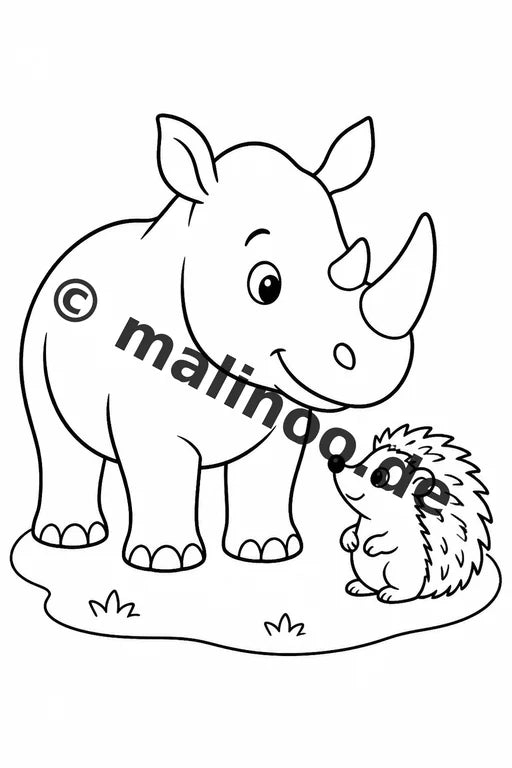 Nashörner Malbuch 20 Ausmalbilder gedruckt, ungebunden – Vorschaubild 7