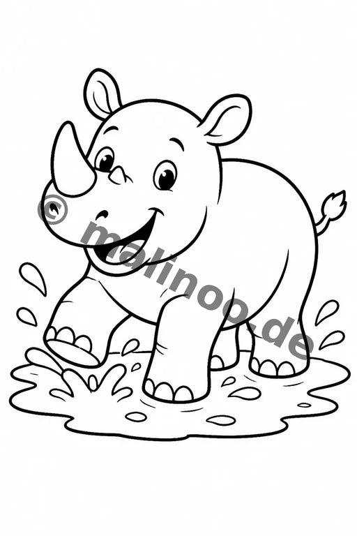 Nashörner Malbuch 50 Ausmalbilder PDF Download – Vorschaubild 2