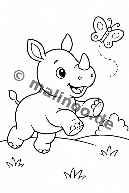 Nashörner Malbuch 50 Ausmalbilder PDF Download – Vorschaubild 3