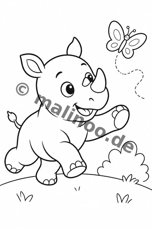 Nashörner Malbuch 50 Ausmalbilder PDF Download – Vorschaubild 3