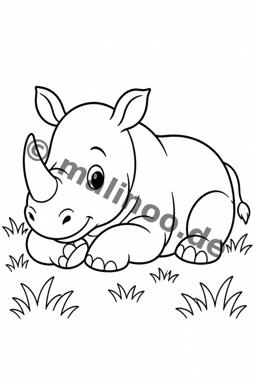 Nashörner Malbuch 50 Ausmalbilder PDF Download – Vorschaubild 4
