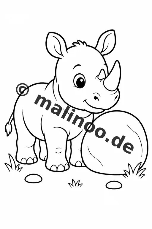 Nashörner Malbuch 50 Ausmalbilder gedruckt und gebunden – Vorschaubild 1