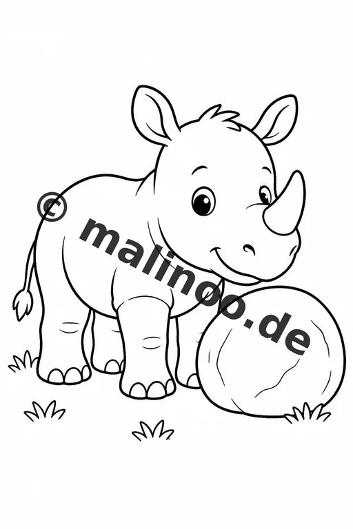 Nashörner Malbuch 50 Ausmalbilder gedruckt und gebunden – Vorschaubild 1