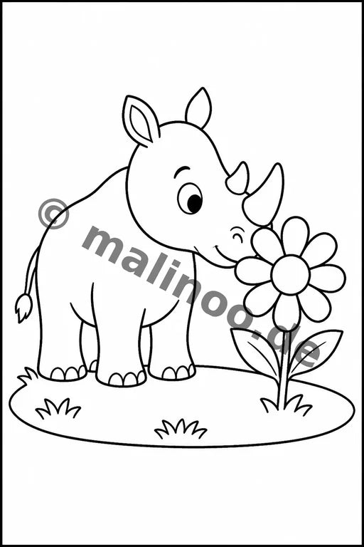 Nashörner Malbuch 50 Ausmalbilder gedruckt+lose – Vorschaubild 6