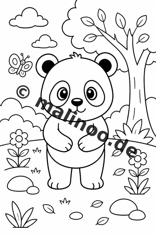 Panda's Malbuch 20 Ausmalbilder PDF Download digital – Vorschaubild 1