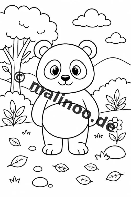 Panda's Malbuch 20 Ausmalbilder PDF Download digital – Vorschaubild 1