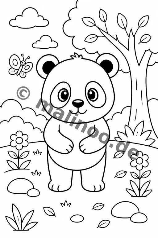 Panda's Malbuch 20 Ausmalbilder PDF Download – Vorschaubild 1