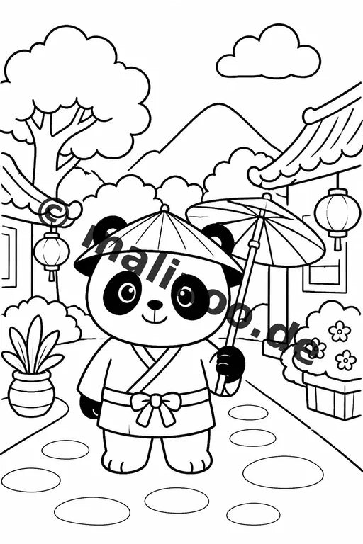 Panda's Malbuch 20 Ausmalbilder PDF Download digital – Vorschaubild 3