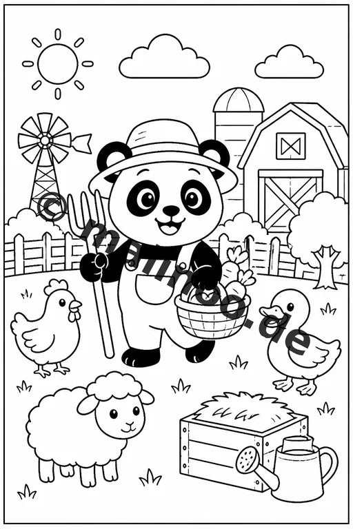 Panda's Malbuch 20 Ausmalbilder PDF Download digital – Vorschaubild 4