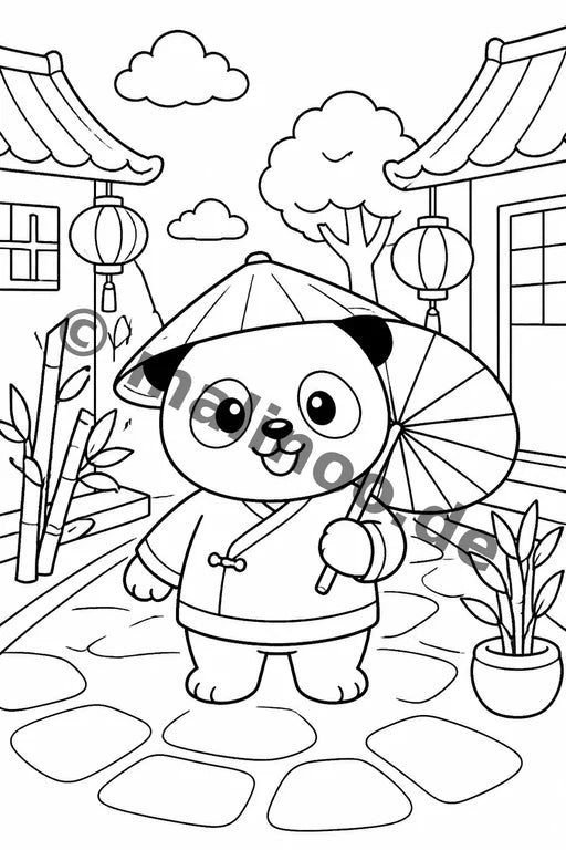 Panda's Malbuch 20 Ausmalbilder PDF Download – Vorschaubild 5