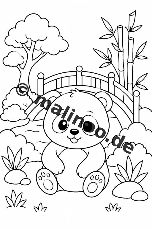 Panda's Malbuch 20 Ausmalbilder PDF Download digital – Vorschaubild 5