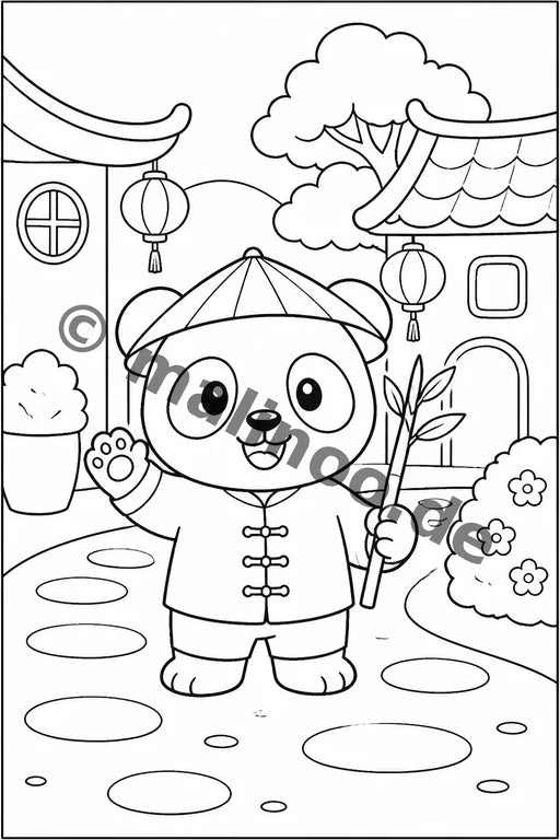 Panda's Malbuch 20 Ausmalbilder PDF Download – Vorschaubild 5