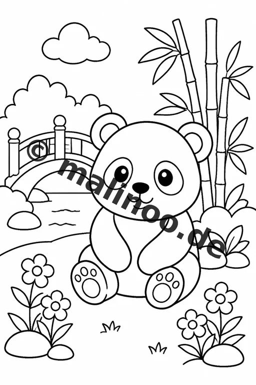 Panda's Malbuch 20 Ausmalbilder PDF Download digital – Vorschaubild 5