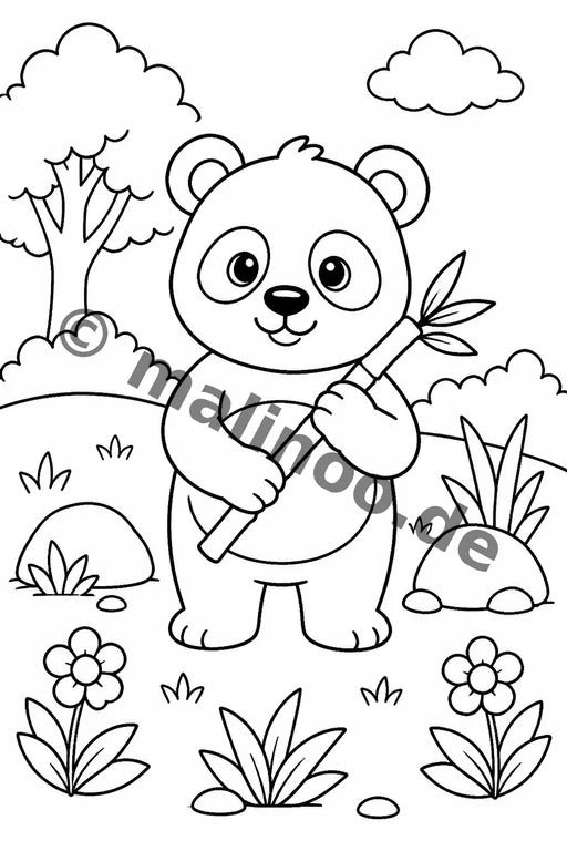Panda's Malbuch 20 Ausmalbilder gedruckt+gebunden – Vorschaubild 1