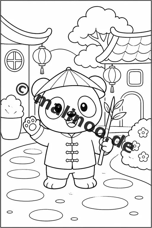 Panda's Malbuch 20 Ausmalbilder gedruckt und gebunden – Vorschaubild 3