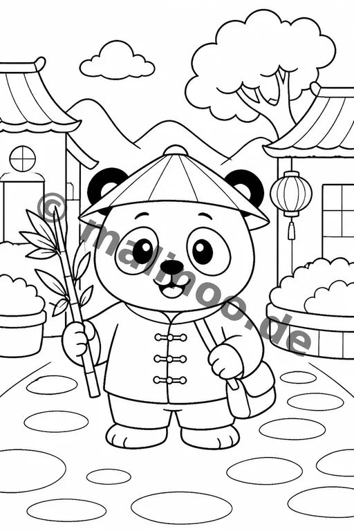 Panda's Malbuch 20 Ausmalbilder gedruckt+gebunden – Vorschaubild 5