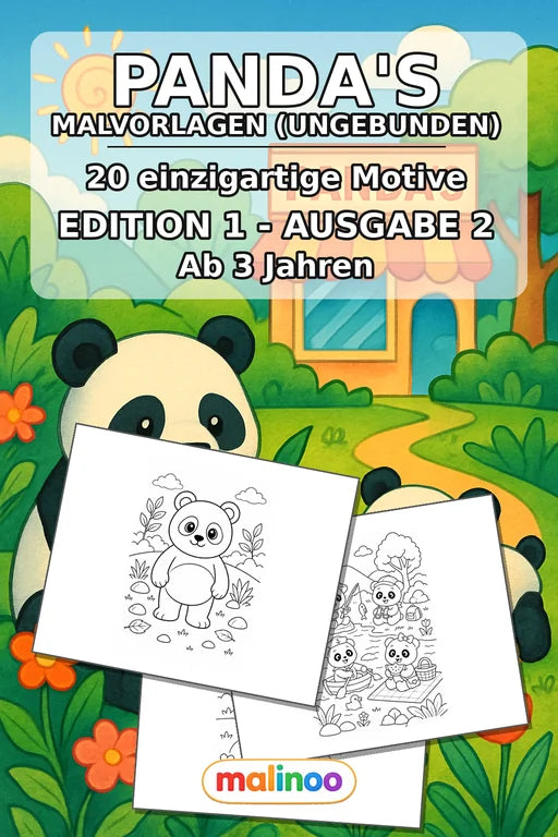 Panda's Malbuch 20 Ausmalbilder gedruckt+lose – Cover