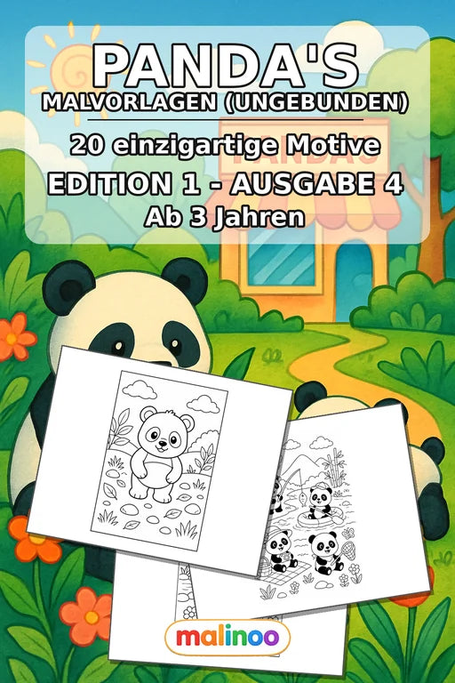 Panda's Malbuch 20 Ausmalbilder gedruckt+lose – Cover