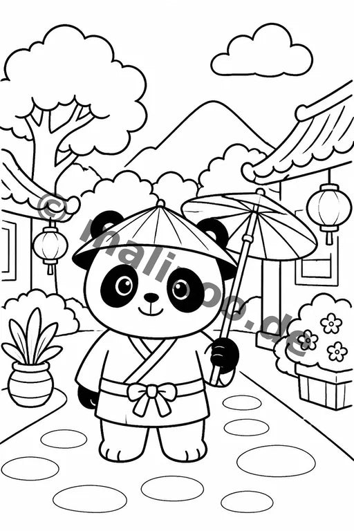 Panda's Malbuch 20 Ausmalbilder gedruckt+lose – Vorschaubild 5