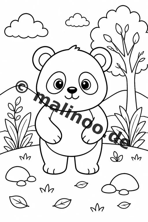 Panda's Malbuch 50 Ausmalbilder gedruckt und gebunden – Vorschaubild 1