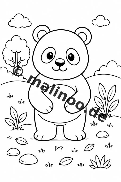 Panda's Malbuch 50 Ausmalbilder gedruckt und gebunden – Vorschaubild 1