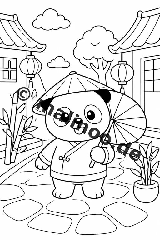 Panda's Malbuch 50 Ausmalbilder gedruckt und gebunden – Vorschaubild 3