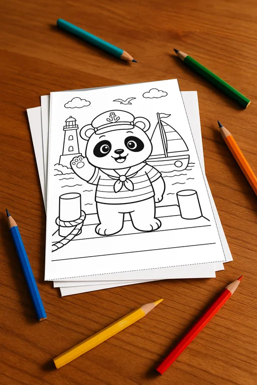 Panda's Malbuch 50 Ausmalbilder gedruckt, ungebunden – Mockup-Ansicht