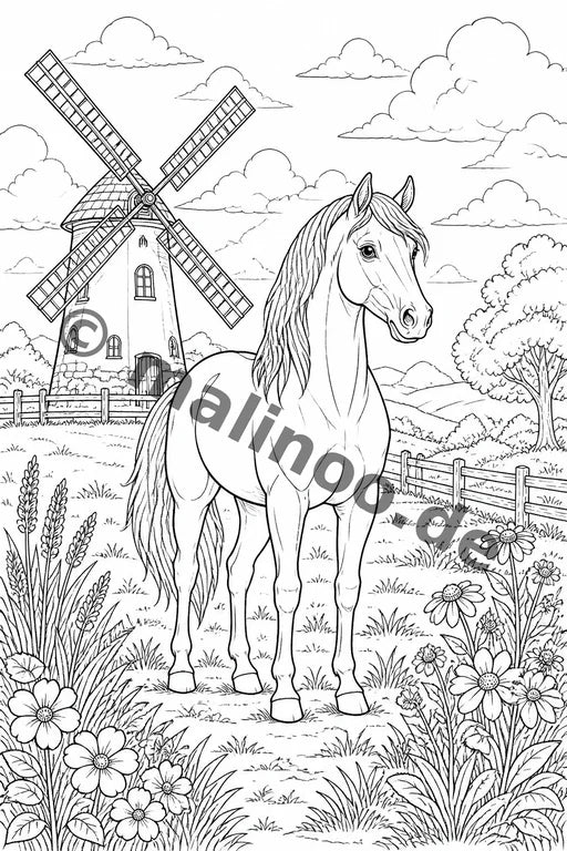 Pferde Malbuch 100 Ausmalbilder PDF Download – Vorschaubild 2