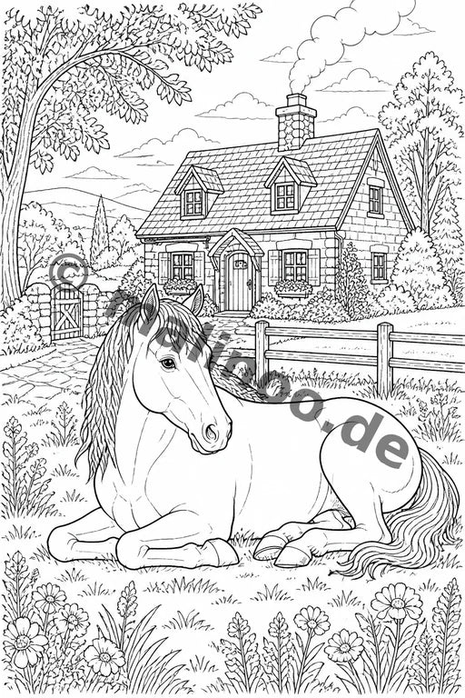 Pferde Malbuch 100 Ausmalbilder PDF Download – Vorschaubild 4