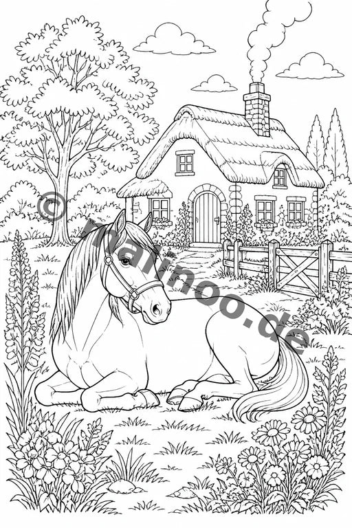 Pferde Malbuch 100 Ausmalbilder PDF Download – Vorschaubild 4