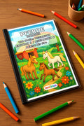 Pferde Malbuch 100 Ausmalbilder gedruckt+gebunden – Mockup-Ansicht
