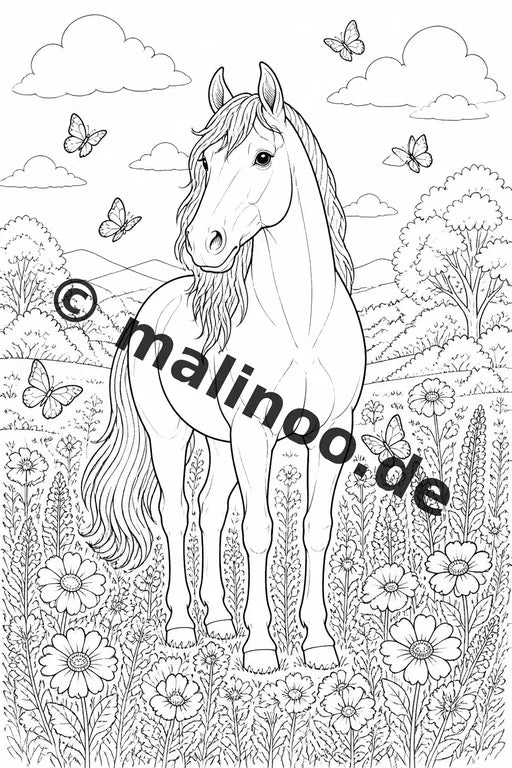 Pferde Malbuch 20 Ausmalbilder PDF Download digital – Vorschaubild 1