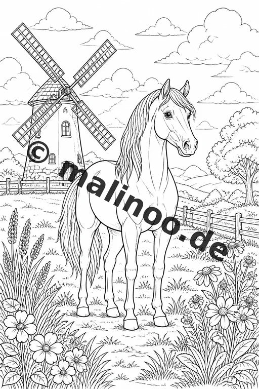 Pferde Malbuch 20 Ausmalbilder PDF Download digital – Vorschaubild 2