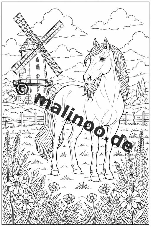 Pferde Malbuch 20 Ausmalbilder PDF Download digital – Vorschaubild 2