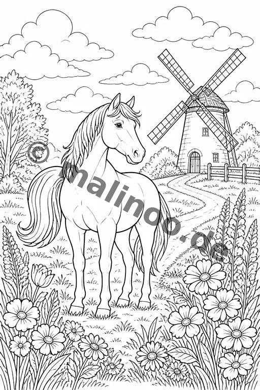 Pferde Malbuch 20 Ausmalbilder PDF Download – Vorschaubild 2