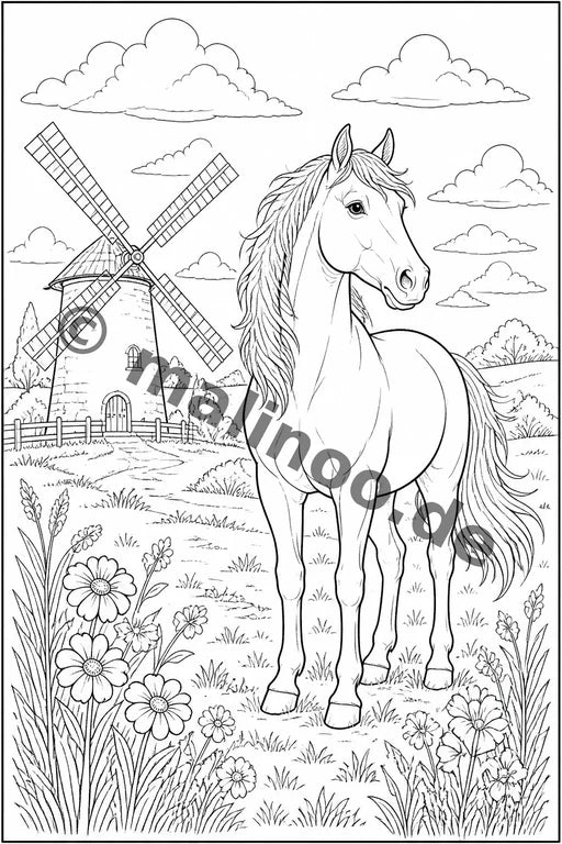 Pferde Malbuch 20 Ausmalbilder PDF Download – Vorschaubild 2